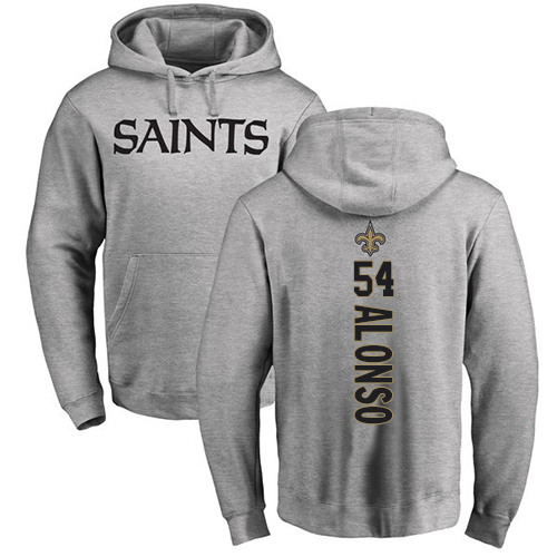 Men New Orleans Saints Ash Kiko Alonso Backer NFL Football #54 Pullover Hoodie Sweatshirts